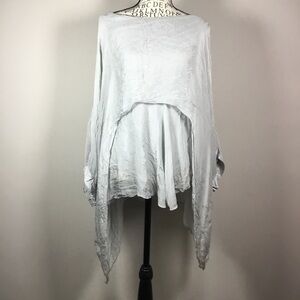 Layered floaty flowy light grey silky feel tunic poncho top made in Italy sz M